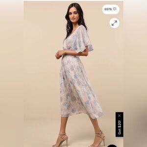 Lulus subtle romance floral print midi dress